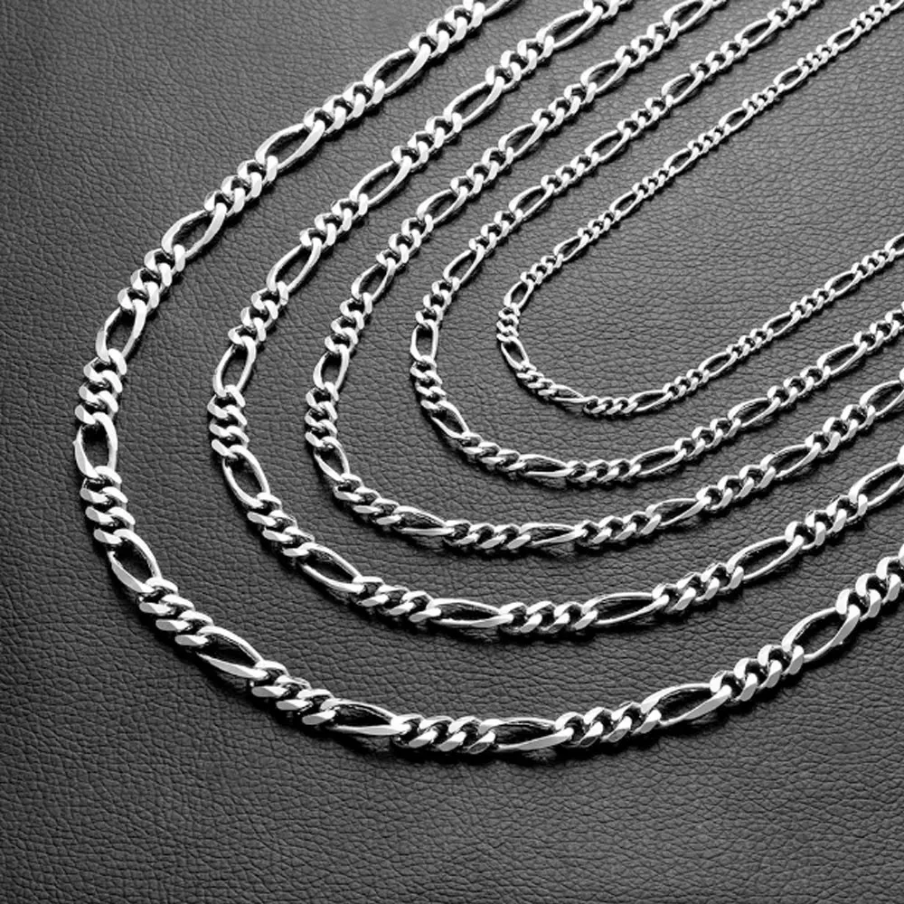 

4mm 5mm 6mm 7mm 8mm wide figaro gold chain 925 silver 18k gold plated necklace jewelry
