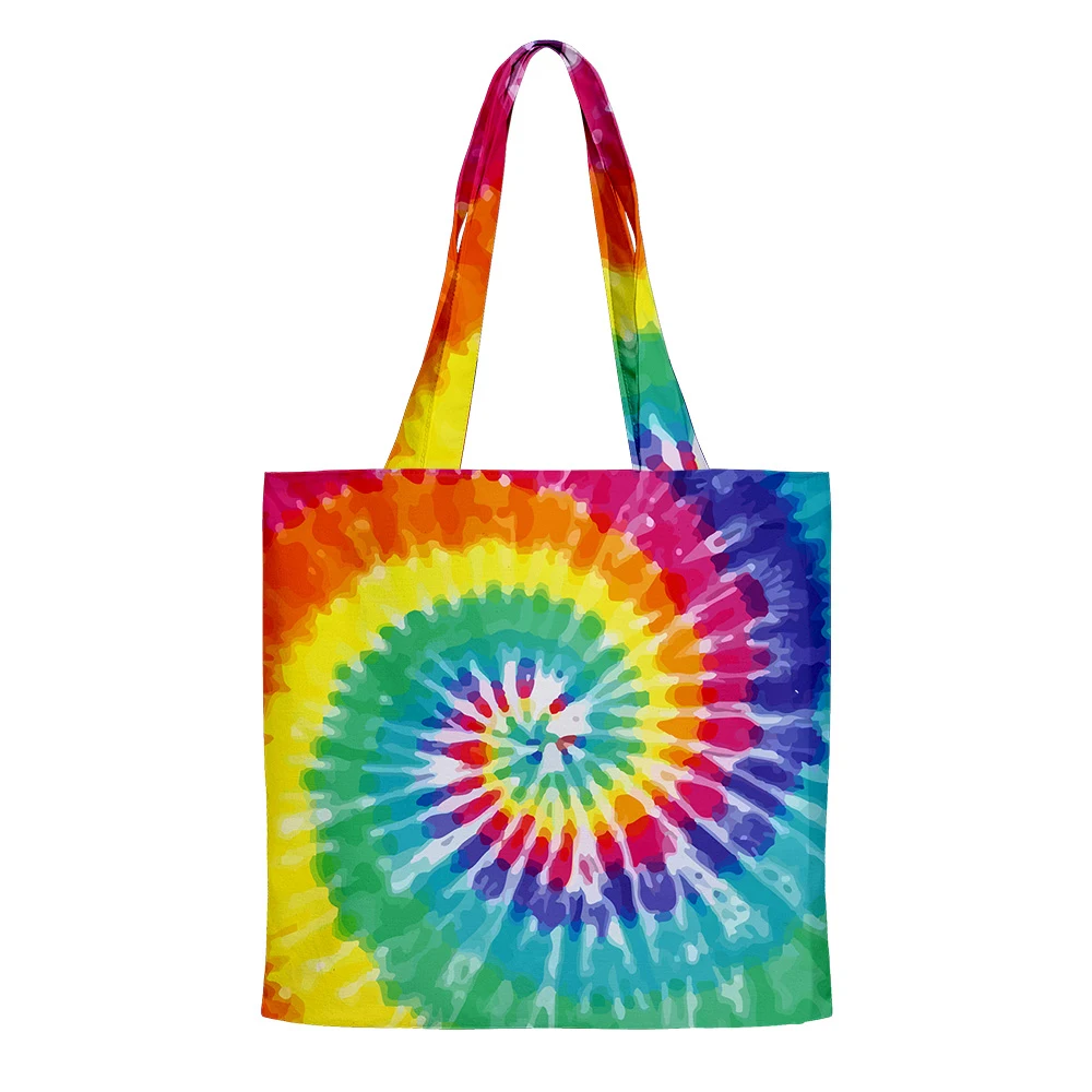 

Beauty Tie Dye Printing Women's Totes Ladies Reusable Grocery Bags Custom Logo Shopping Bag For Female Travel Clothing, Customizable