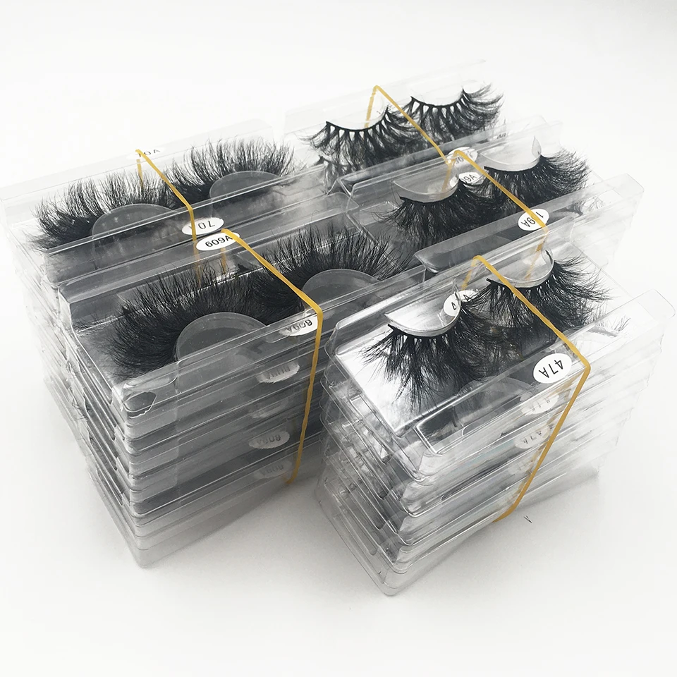 

eye lashes dramatic 25mm mink lashes with clear tray wholesale vendor