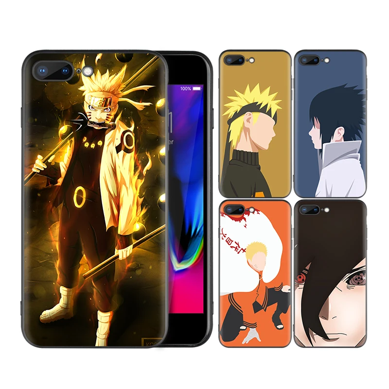 

Anime Naruto Print Soft TPU Silicon Phone Case for iPhone Case 7/8 XS 11 SE2020 Rounded Rectangle Phone Shell, Black