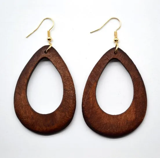 

Summer colorful women Wooden Earrings Huggie Ear Jewelry Drop Shape Pendant Earrings