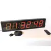 red indoor 4 inch 6 digits LED digital wall clock by remote control