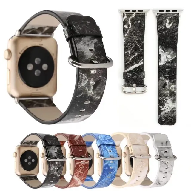 

Free Shipping Fashion Real Leather Cool Marble Sport Band for Apple Watch Strap for iWatch, Colorful