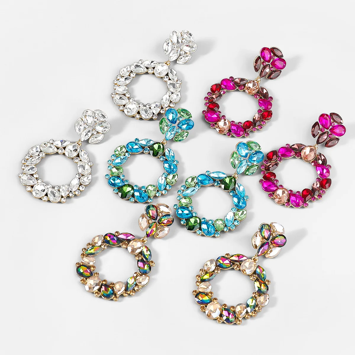

HOVANCI Fashion Earrings Trend 2022 Geometric Diy Multi Color Rhinestone Statement Fancy Earrings For Party Girls