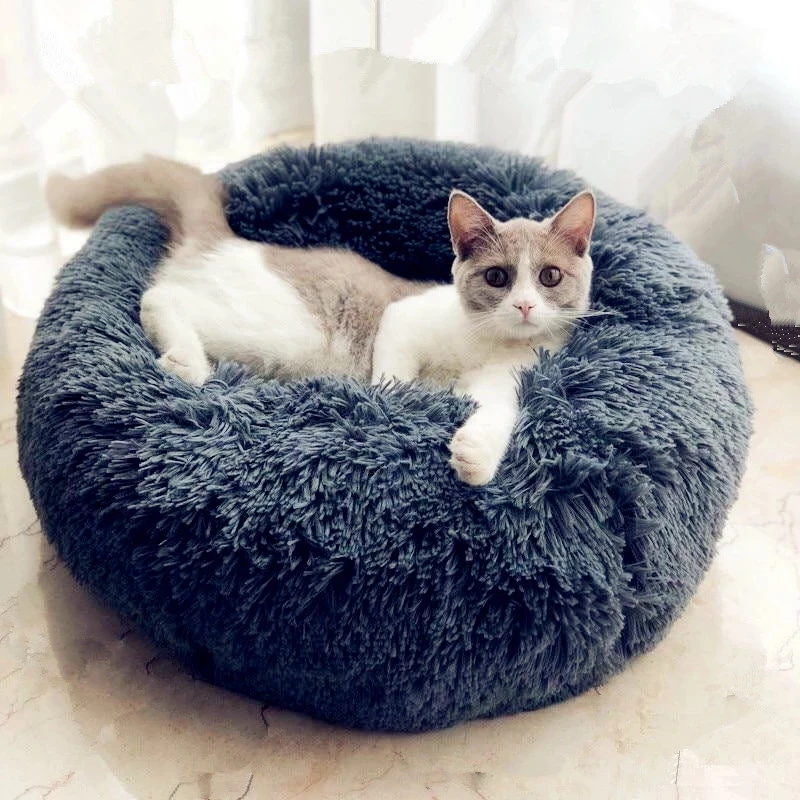 

Round Cat Beds House Soft Long Plush Best Pet Dog Bed For Dogs Basket Pet Products Cushion Cat Bed Cat Mat Animals Sleeping Sofa