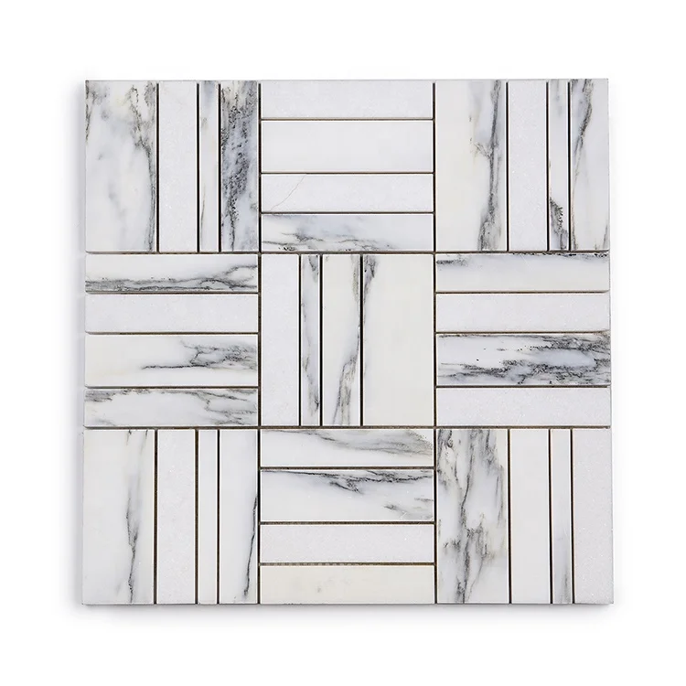 Moonight Hot Sale Thassos Mosaic Tiles for Wall Bianco Marble External Wall White Square Online Technical Support Polished 1.6kg