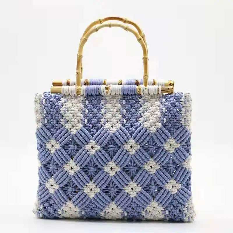 

2021 Hot Sale handmade woven bag custom eco bags durable handled woven bag, More color
