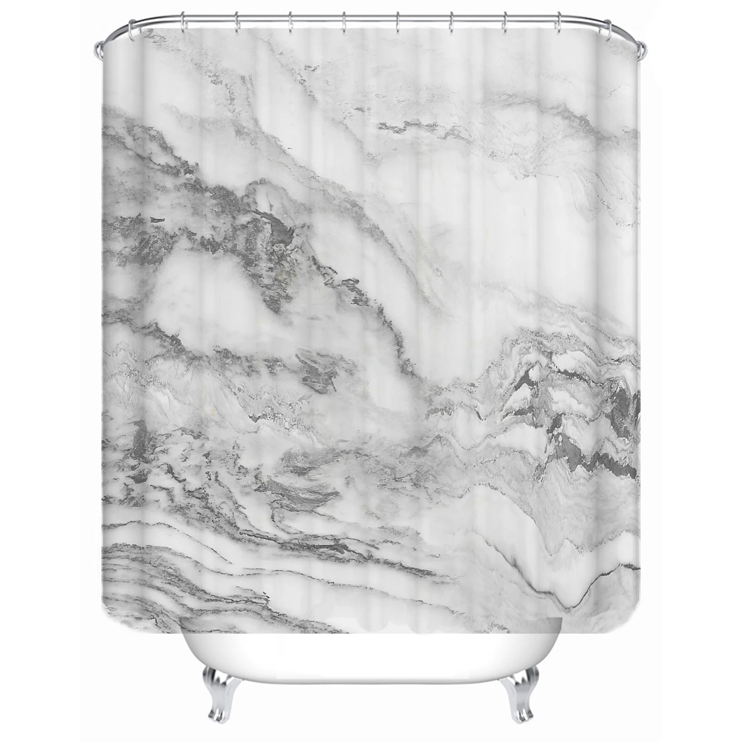 

180x180 bathroom shower curtain partition bathtub waterproof curtain marble pattern customizable printing shower curtain, Picture