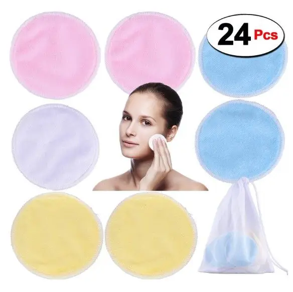 

Reusable Make Up Remover Pads Large Bamboo Cotton Pads Makeup Removal Facial Cleansing Eco Friendly Plastic Free, White