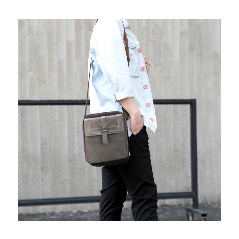 

Low MOQ In stock PU shoulder bag dark brown oxford fabric large capacity sling bag fashionable messenger bags for men, Dark grey/customized color