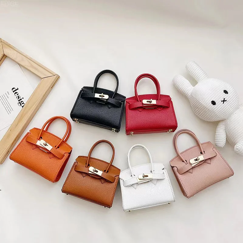 

Cute Mini Lock Catch PU Leather Crossbody Bag For Kids