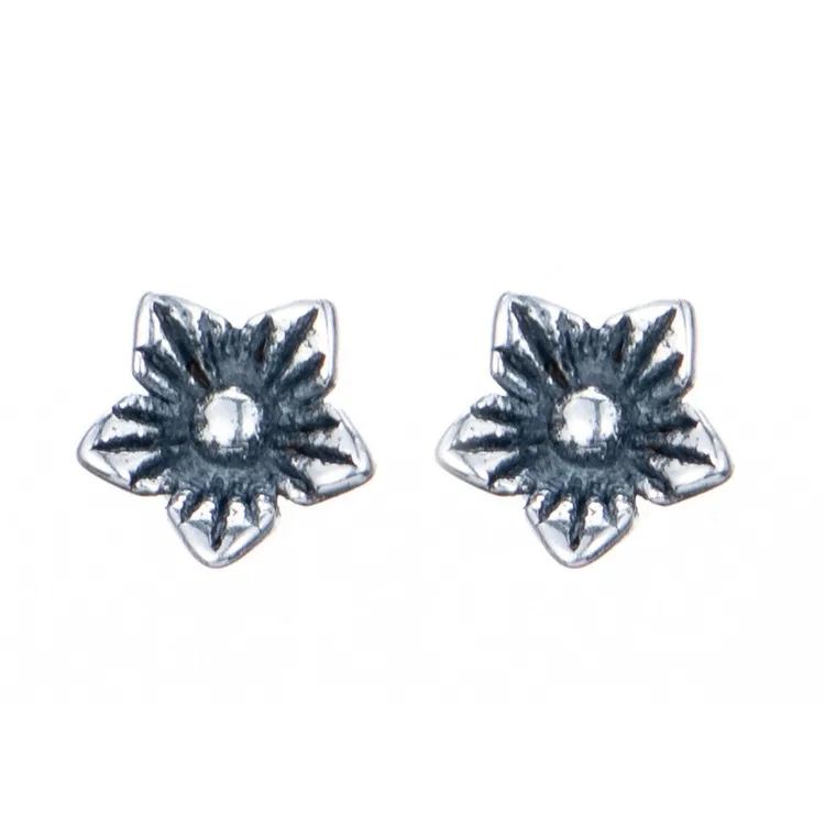 

Vintage 925 Sterling Silver Small Rose Flower Stud Earring Daisy Sterling Silver Sky Flower Stud Earrings, As picture