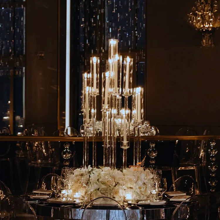 Graceful Cluster Round Shaped Crystal Glass Candelabra Wedding ...