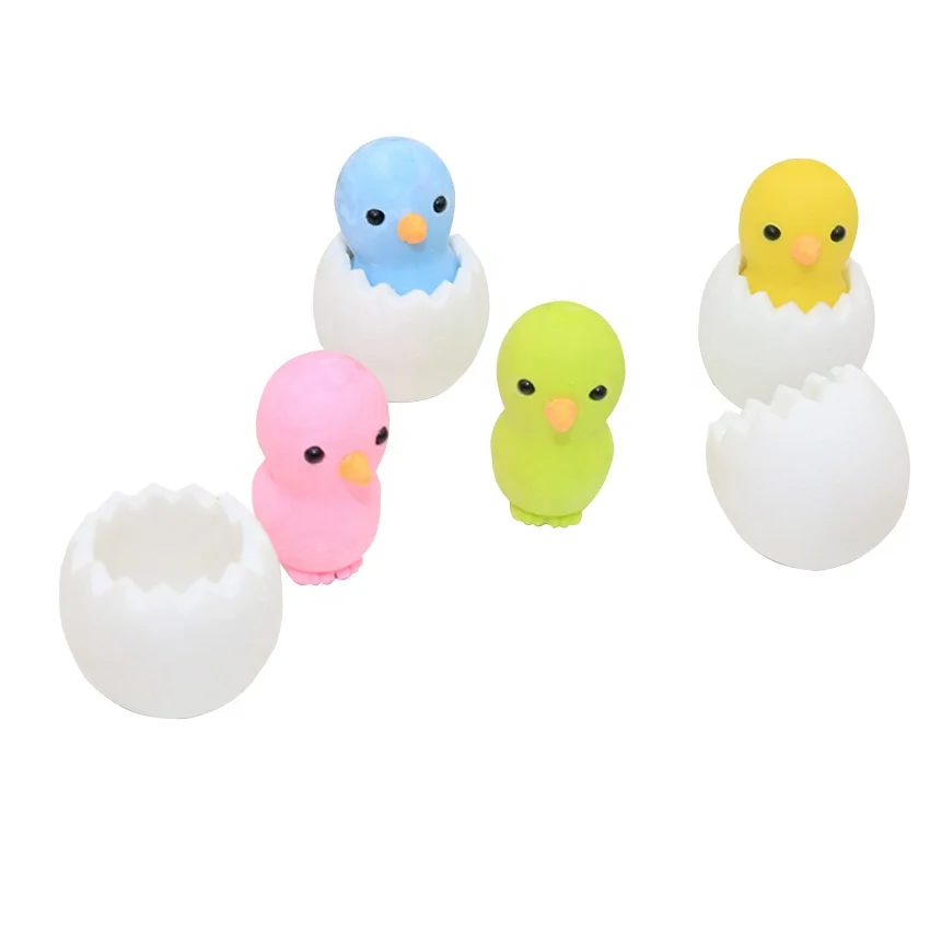 

DIY cheap cute Kawaii Eggshell chick fancy animal Pencil Eraser for kid students children gifts cartoon