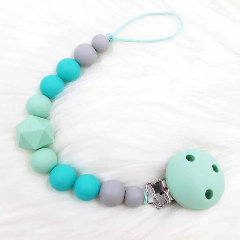 

High Quality Round Silicone Beaded Newborn Baby Pacifier Clip Soother