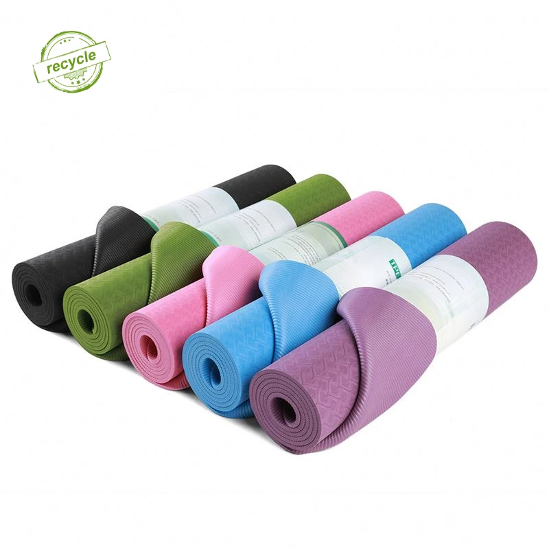 

6mm Custom Print Wholesale Low MOQ Eco Friendly Single Color TPE Yoga Mat, Green,purple,blue,black,pink etc
