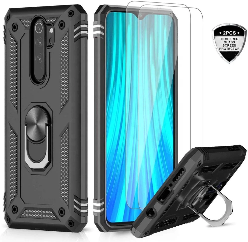 

LeYi for Redmi case Redmi note 8 pro phone cover for women With tempered film [2 pack], Black, blue , red ,rose gold ,silver