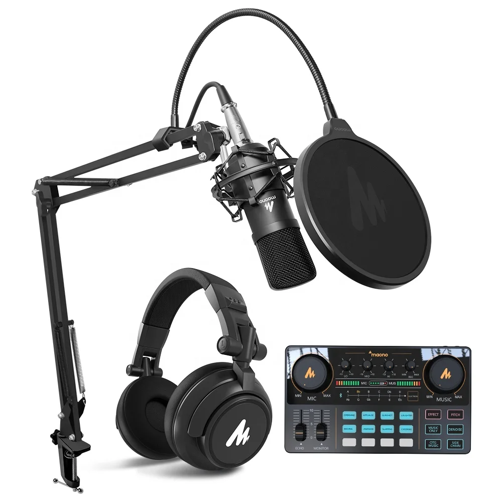 

MAONO Studio Microphone PC Microfone Kit With V8 Sound Card Audio Interface For live Communication or Singing