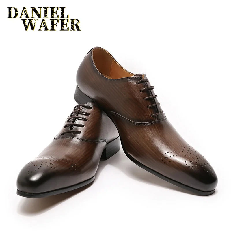 Mens Modern Dress Shoes Formal Wingtip Lace up Oxford Shoes