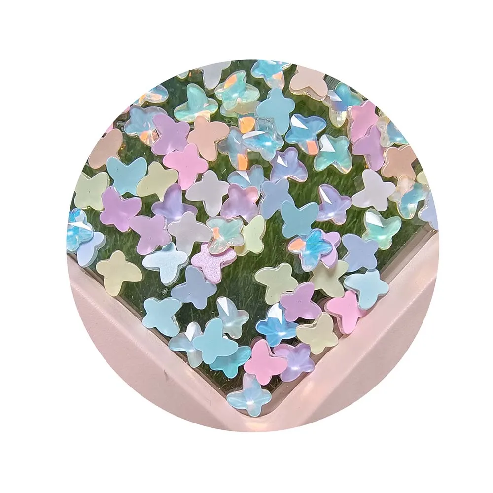 5MM Mini Iridescent Crystal Glass Glitter Nail Parts AB Butterfly  Rhinestone Butterfly Nail Art Decoration Jewelry Making