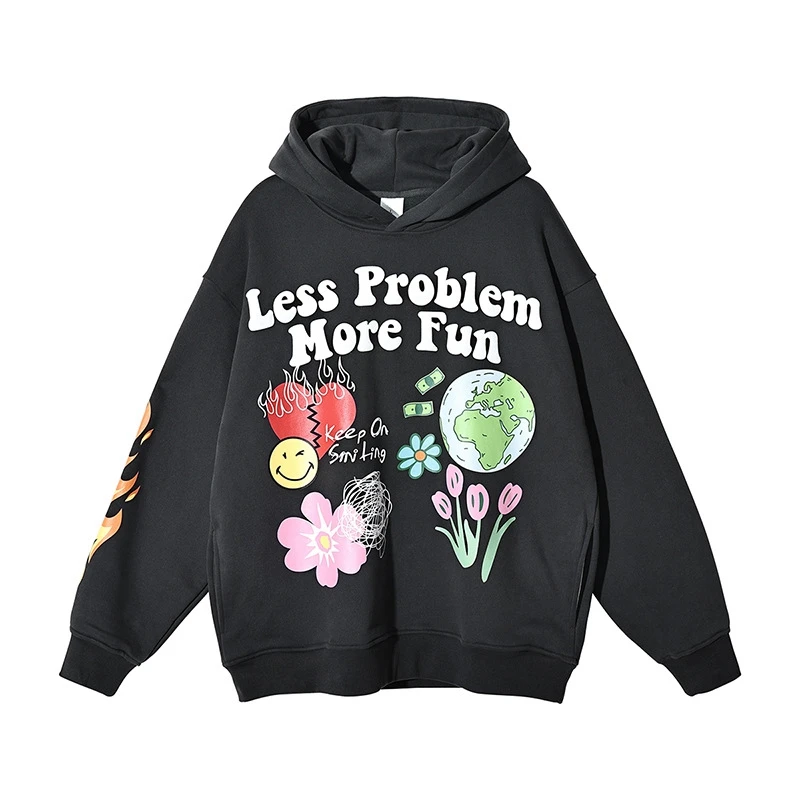 

Wholesale Clothing Puff Screen Print 380gsm Fleece Hoodie Men