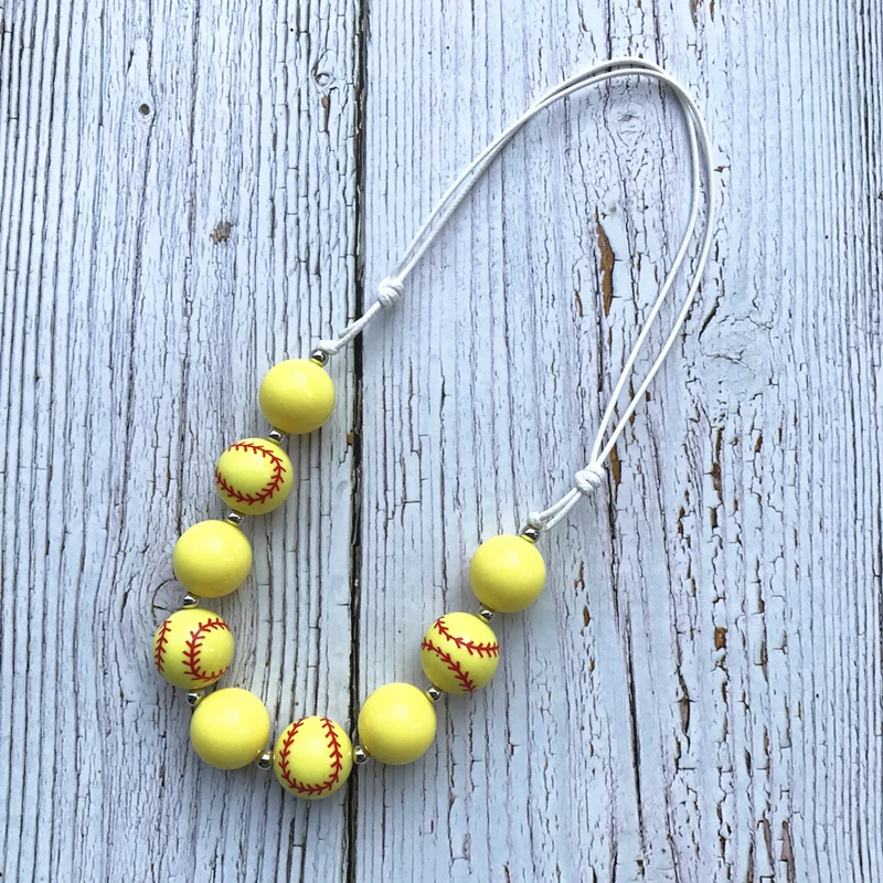 

RTS Acrylic Kids Jewelry Fancy Bubble Beaded Baseball Baby Necklace