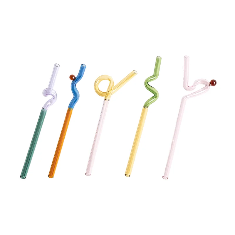 

OEM Decorative Heat Resistant Healthy Long Coloured Reusable Spiral Glass Drinking Straws, Amber/grey/pink/clear