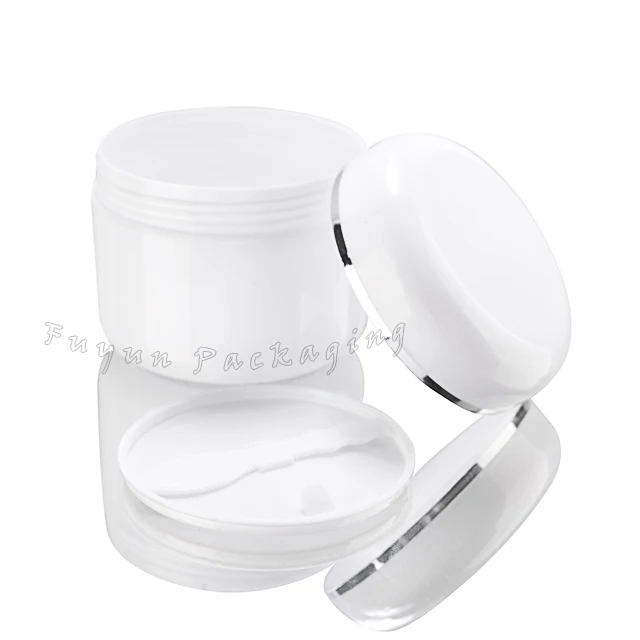 Fuyun Quick Shipping Cosmetic Face Cream Plastic Container 100g 200g 300g Silver Edge White Pp Plastic Eye Cream Jar