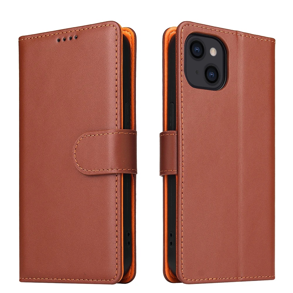 

Custom genuine leather phone case Detachable Magnetic Flip Cover with Card Slots for iphone 13, Multi