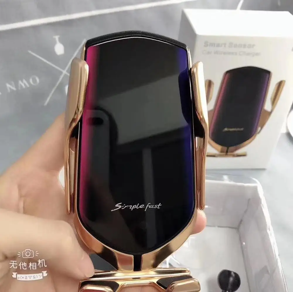 

WH-601 R1 automatic induction car charger 10w mobile phone wireless charger, Gold silver