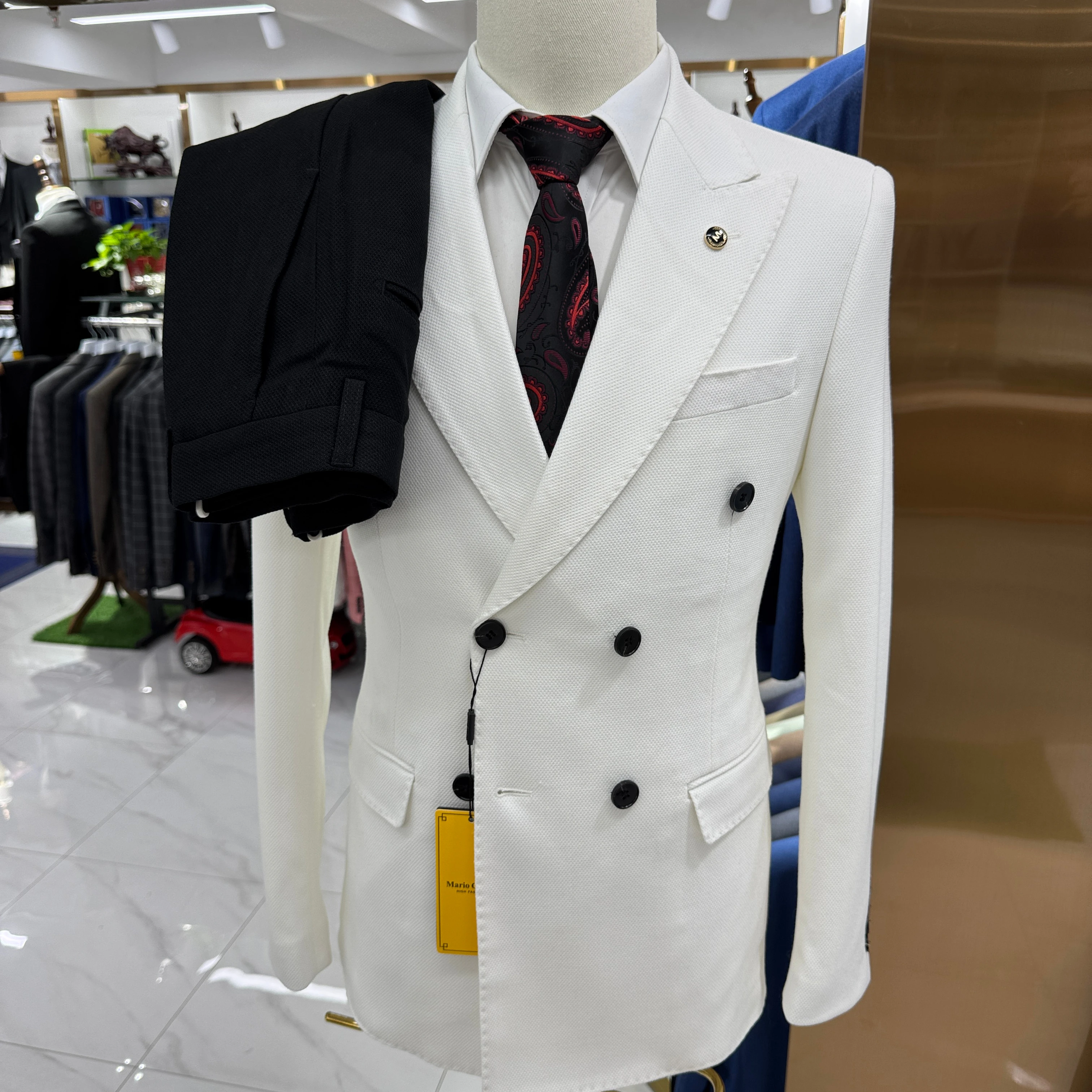 Men's Business Casual Breasted Western Style Suit Korean Slims Smooth Silhouette Top Plus Size Banquet Gown Clothes Set Color