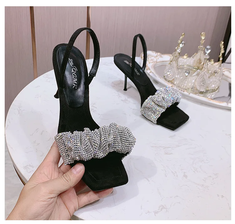 

New Arrival 2021 fashion sexy Luxury banquet High heels open-toed diamond Women's shoes A word with sandals, Accept custom made