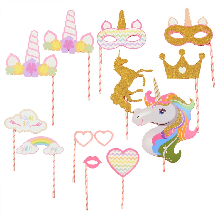 

Unicorn Decorating Party Accessories Unicorn Photo Props Set Opp Bag Party Decoration CMYK Event & Party Supplies 10pcs