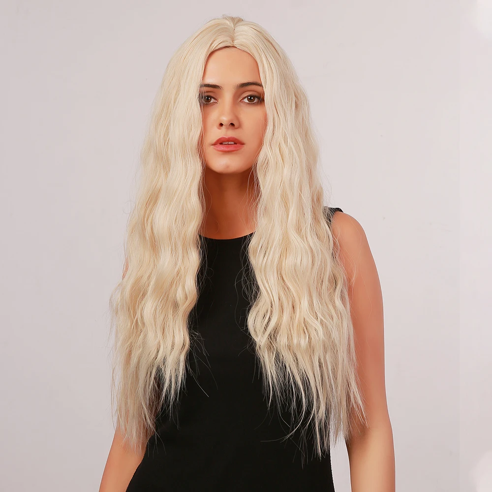 

BVR wholesale long synthetic body wave ombre golden curly hair wig