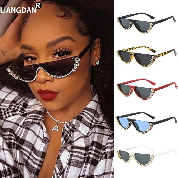 

Sunglass Vendor 2022 Wholesale High Quality Custom Fashion Luxury Rimless Frameless Diamond Women Rhinestone Sunglasses, Custom color