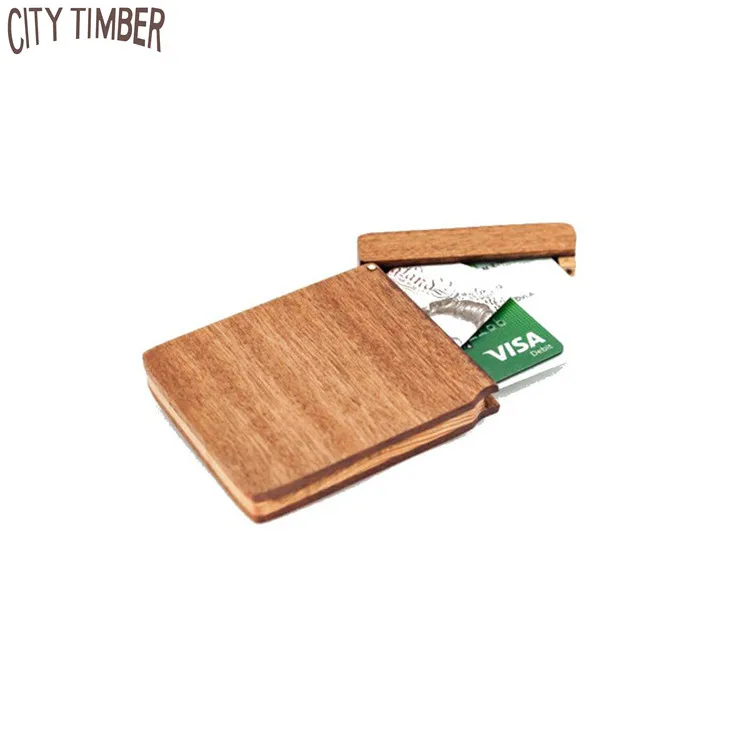 

wood men's wallet with business card case, Natural wood color