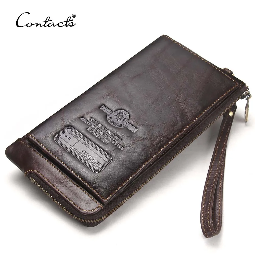 

contact's wholesale vintage rfid blocking anti-theft multi-function high quality men fancy clutch purses with cellphone pocket, Coffee/red/green/black/blue