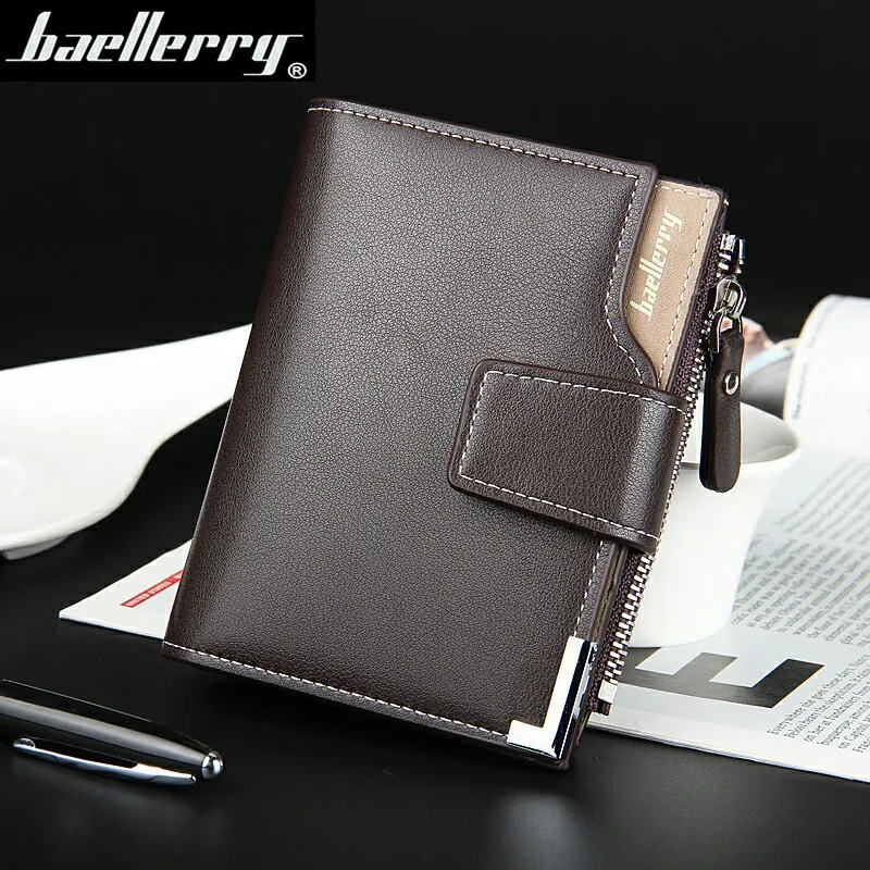 

2022 baellerry Multi-card Position man wallet short zipper leather wallets bifold RFID Blocking pu leather Wallet men purse