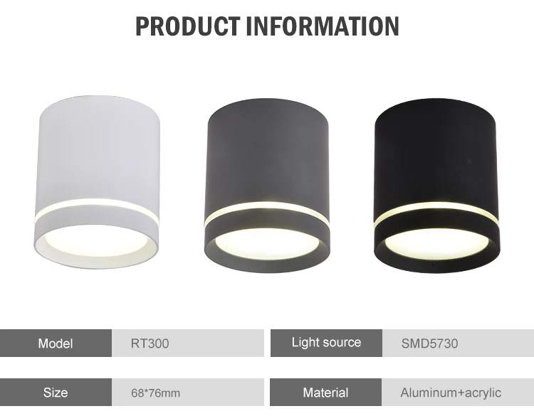2021 Eurpoean design 5W SMD interior cylindricity aluminum home simple black white led down light