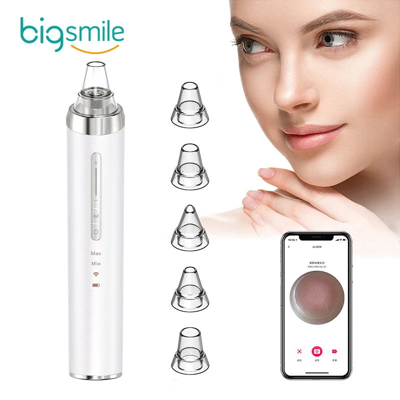 

bigsmile 20x HD vacuum suction pore cleaner water blackhead remover visible vacuum blackhead remover with wifi camera, White,other