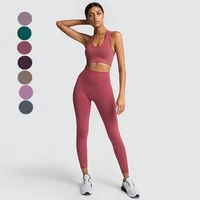 

Solid Color Seamless High Waist Breathable Yoga Sets Gym Sport Leggings Elasticity For Women