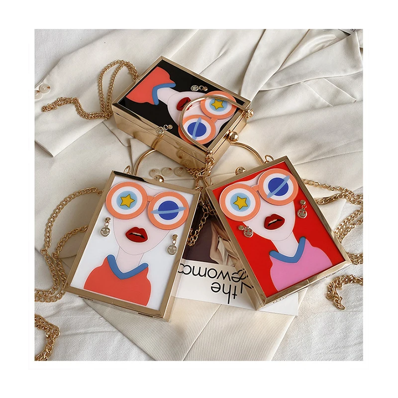 

Funny Glass Women Clutch Bag Wedding Clutch Purse Bridal Evening Metal Summer Bags for Women 2021 Luxury Small Crossbody Bags