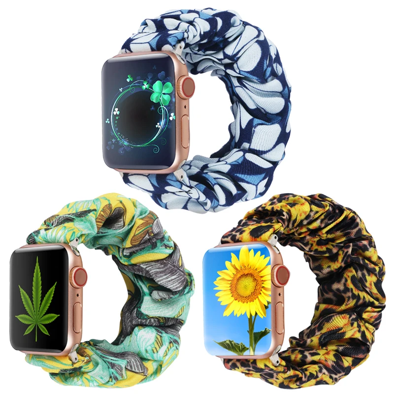 

Scrunchy Elastic Watch Band 42mm 38mm, Leopard Seersucker Scrunchies Watch Band For Apple iWatch Strap, Accept customized color