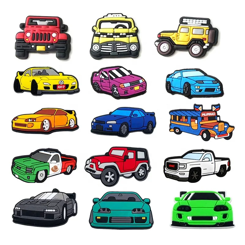 

Pickup Trucks Small Car Bottles Custom Croc shoe charms decoration croc charms Christmas gifts for kids, As pics