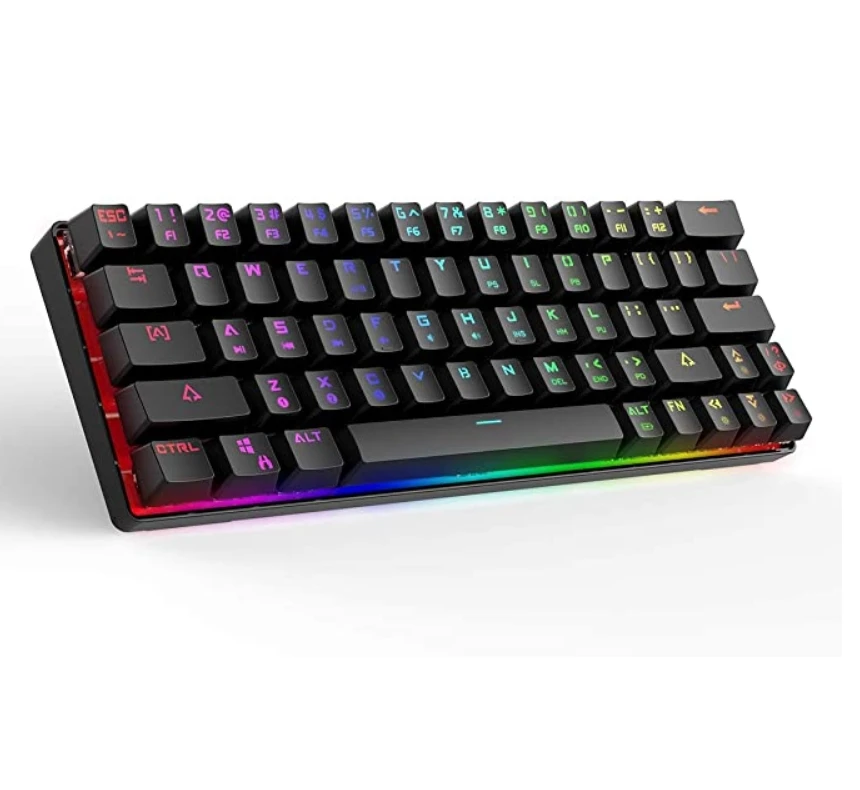 

60% True RGB Backlit Wireless/wired Dual Mode Connection Mechanical Gaming Keyboard, Black with rgb light