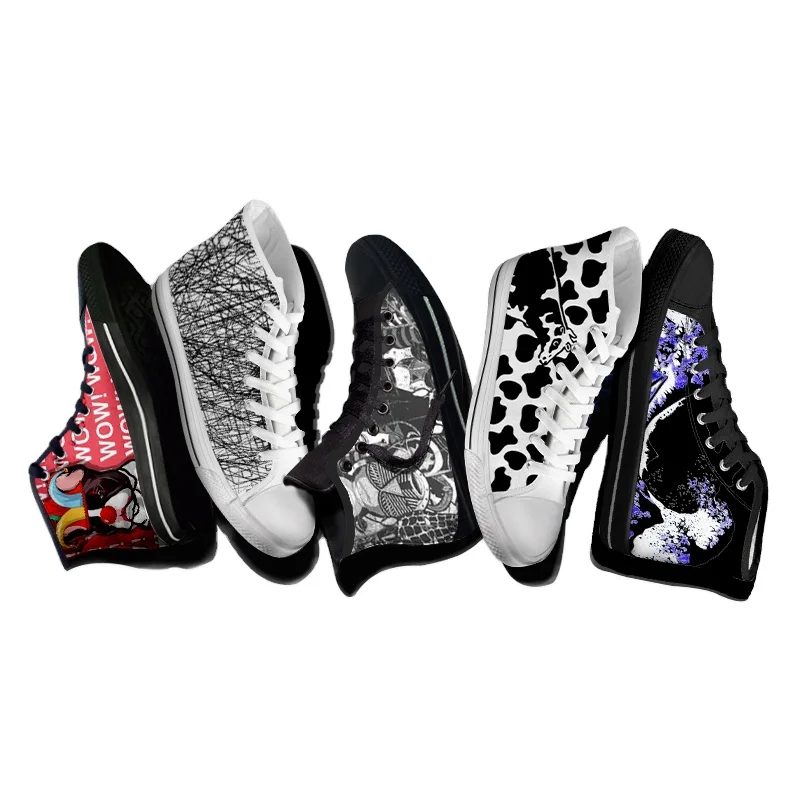 

Men's and Women's Blank High Top Canvas Sneakers Lace Up Classic Casual Walking Shoes, Customized color