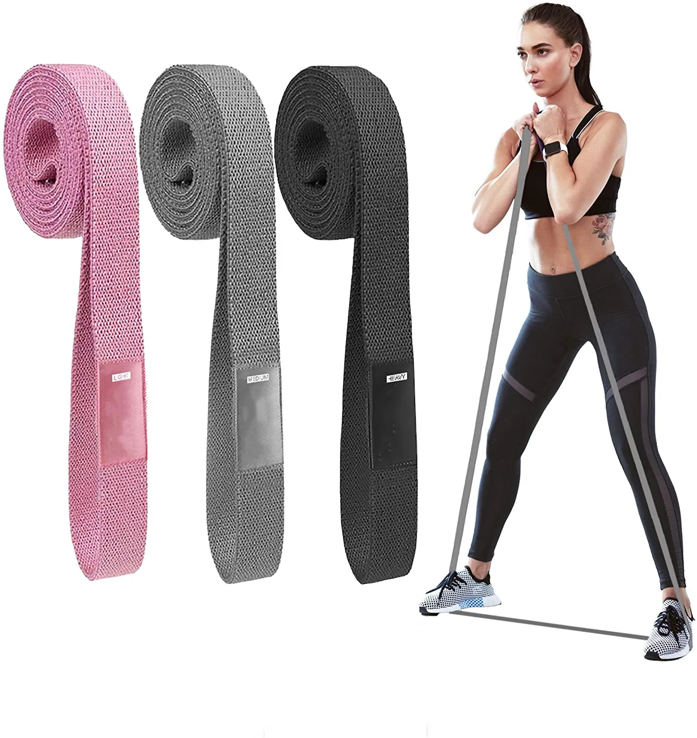 

Gym Equipment Fabric Cotton Pull up Assist Long Exercise Resistance Bands Set Wholesale