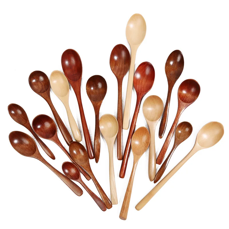 

High Quality Natural Wood Spoon Bamboo Kitchen Cooking Dining Soup Tea Honey Coffee Utensil Tools Soup Teaspoon Tableware