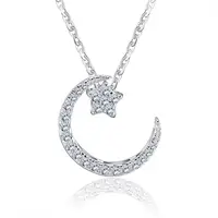 

RINNTIN SN06 Silver925 Moon Star Necklace for Women Jewelry