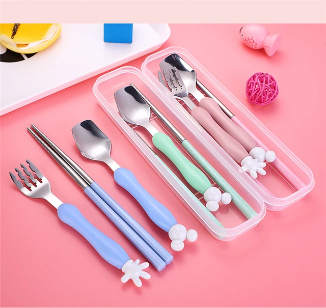 

Stainless Steel Children's Tableware Portable Gift Tableware Kitchen Accessories, As show